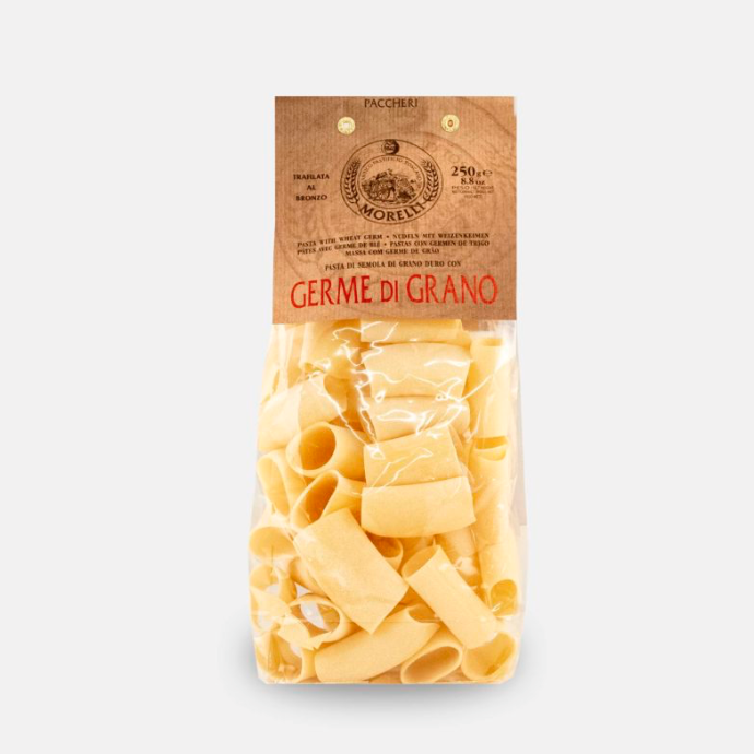 Paccheri met de kiem van de graankorrel