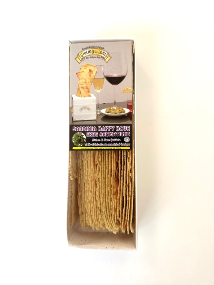 Flinterdun brood met kruiden, strisce di pane guttiatu alle erbe